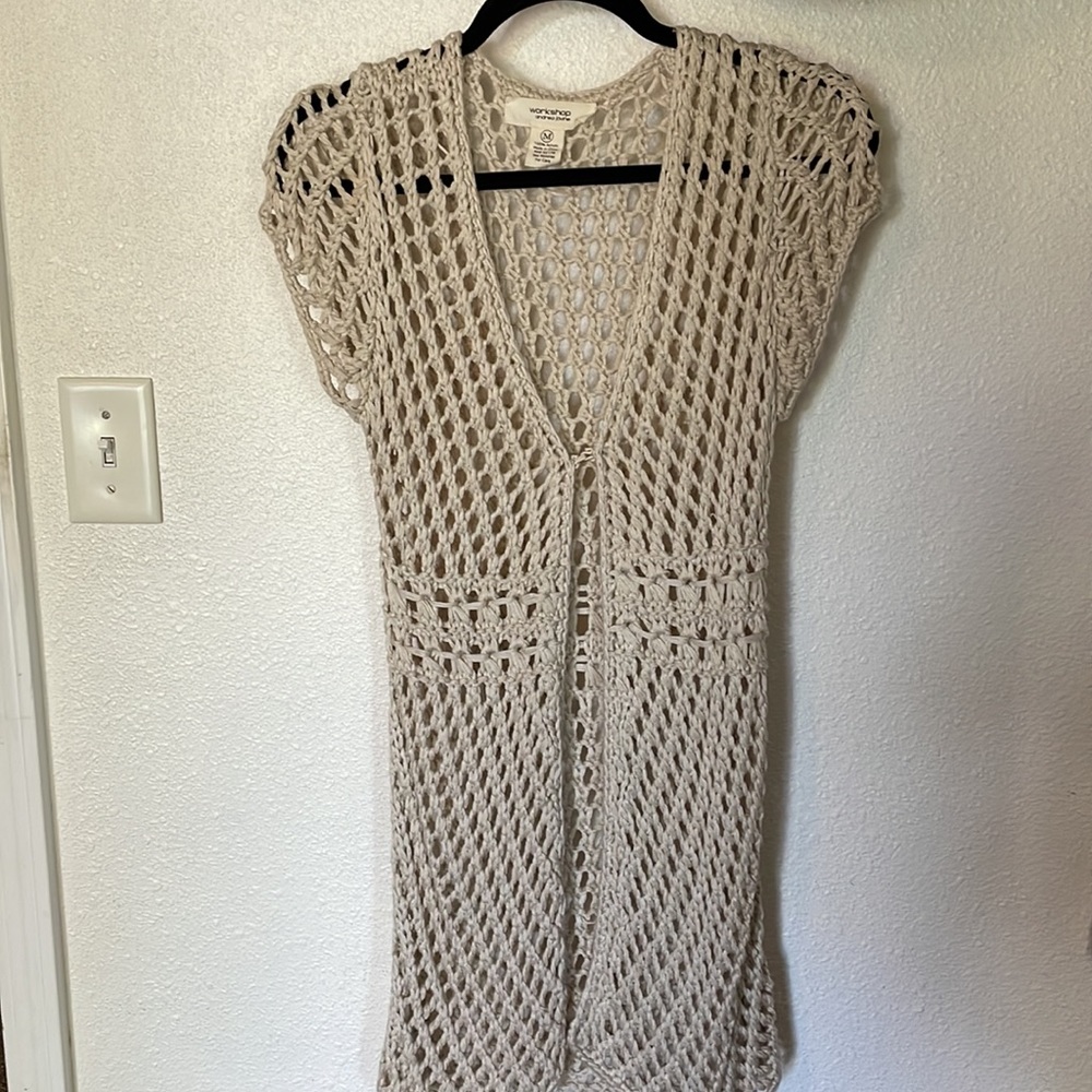 Crochet Sweater Duster in off White/Natural color BOHO
